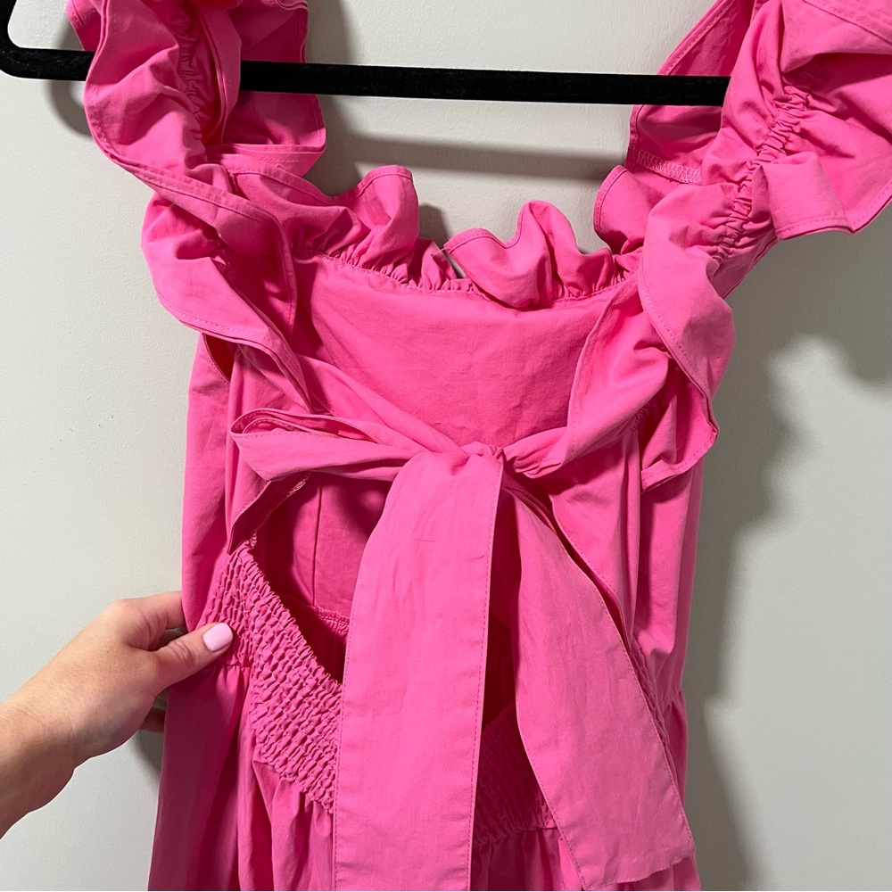 Pink Off the Shoulder Ruffle Maxi Dress - Picture 4 of 8